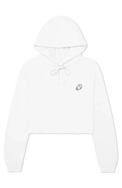 Dalix Womens Ghost Cropped Hoodie In White