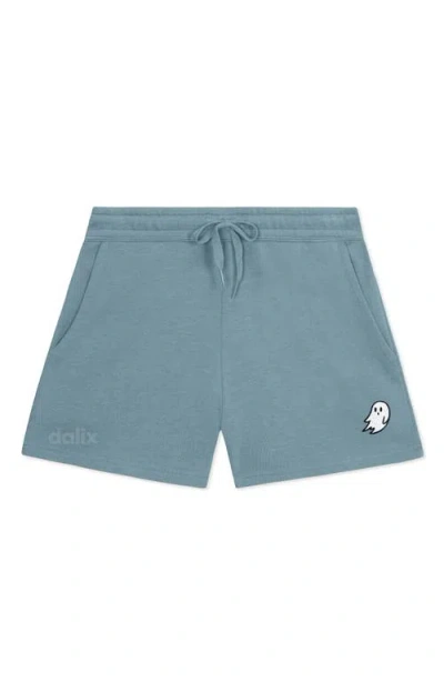 Dalix Womens Ghost Midweight Washed Fleece Shorts In Blue