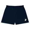 Dalix Womens Heartly Ghost Embroidered Fleece Short Sweats In Navy Blue