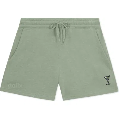 Dalix Womens Martini Midweight Washed Fleece Shorts In Green