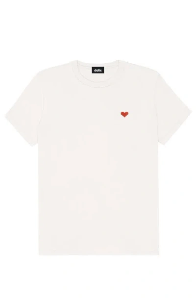 Dalix Womens Pixel Heart Jersey Relaxed Tee In White