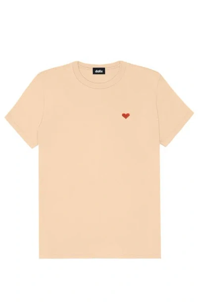Dalix Womens Pixel Heart Jersey Relaxed Tee In Sand
