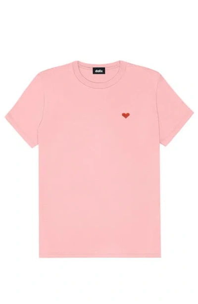 Dalix Womens Pixel Heart Jersey Relaxed Tee In Pink