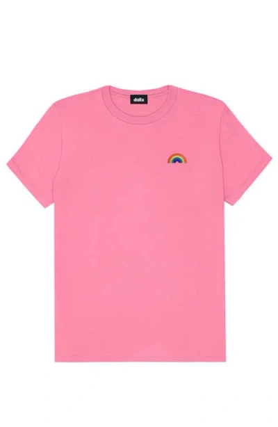 Dalix Womens Rainbow Jersey Relaxed Tee In Pink