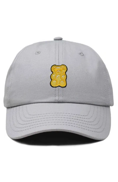 Dalix Yellow Gummy Embroidered Dad Cap In Gray