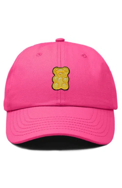 Dalix Yellow Gummy Embroidered Dad Cap In Pink