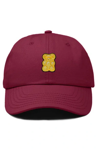 Dalix Yellow Gummy Embroidered Dad Cap In Red