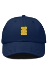 Dalix Yellow Gummy Embroidered Dad Cap In Navy Blue