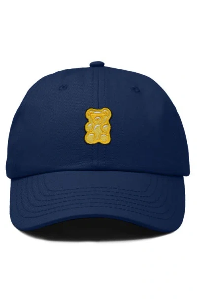 Dalix Yellow Gummy Embroidered Dad Cap In Navy Blue