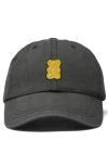 Dalix Yellow Gummy Embroidered Dad Cap In Washed Gray