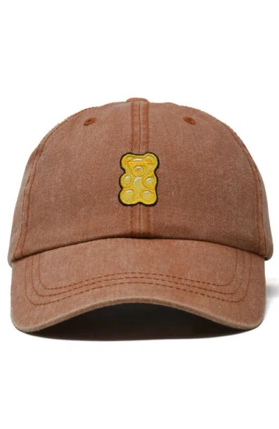 Dalix Yellow Gummy Embroidered Dad Cap In Brown