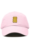 Dalix Yellow Gummy Embroidered Dad Cap In Pink