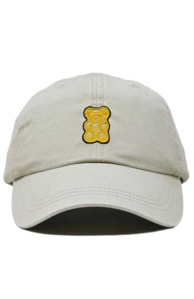 Dalix Yellow Gummy Embroidered Dad Cap In Washed Stone White