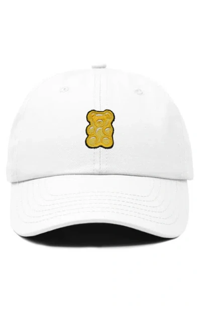 Dalix Yellow Gummy Embroidered Dad Cap In White