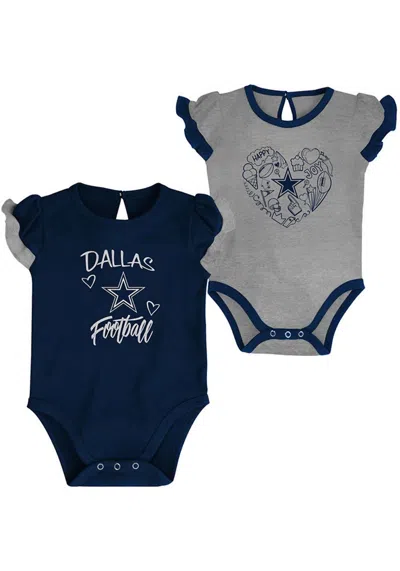 Dallas Cowboys Merchandising Kids' Baby Girl Dallas Cowboys Too Much Love One Piece Set In Navy Blue In Gray