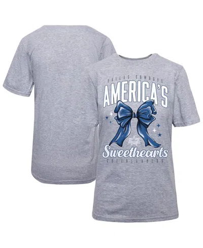 Dallas Cowboys Women's Gray Cheerleaders Sweetheart Bow T-shirt
