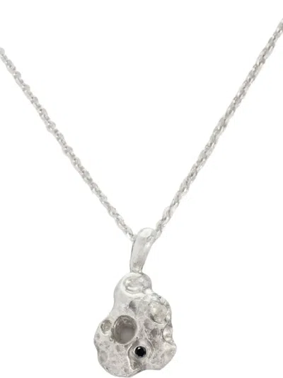 D'alma Textured-stone Pendant Necklace In Silver
