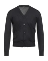 Dalmine Man Cardigan Charcoal Size 38 Merino Wool In Black