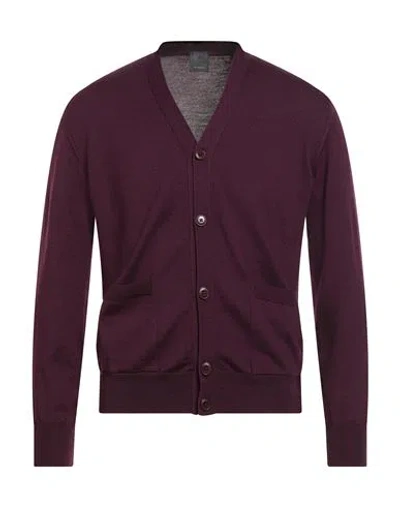 Dalmine Man Cardigan Plum Size 40 Merino Wool In Purple