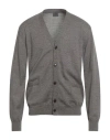 Dalmine Man Cardigan Taupe Size 46 Merino Wool In Gray