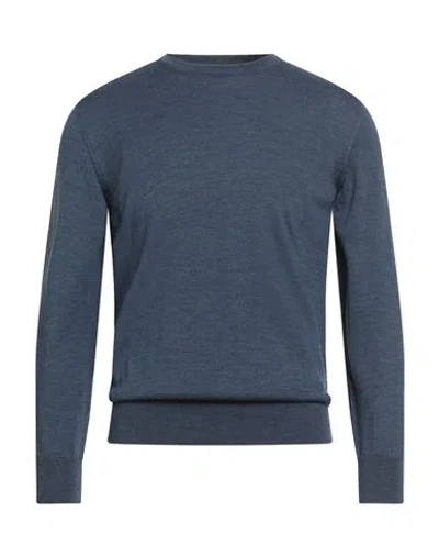 Dalmine Man Sweater Slate Blue Size 38 Merino Wool