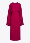 Dalood Draped Midi Cape Dress In Crimson