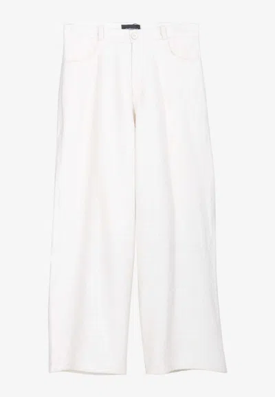 Dalood Kelly Straight-leg Jacquard Pants In White