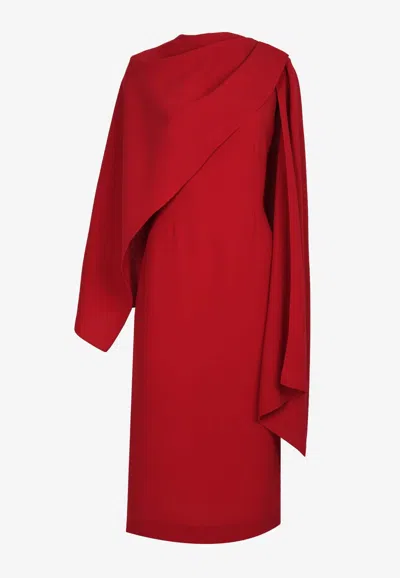 Dalood Shila Draped Midi Dress In Red