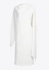 Dalood Shila Draped Midi Dress In White