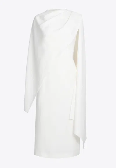 Dalood Shila Draped Midi Dress In White