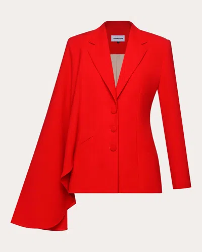 Dalood Women's Asymmetric Drape Blazer In Red