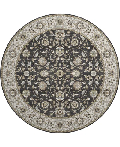 Dalyn Hatay Washable Hy1 8'x8' Round Area Rug In Black