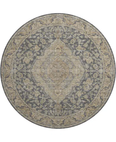 Dalyn Hatay Washable Hy3 8'x8' Round Area Rug In Charcoal