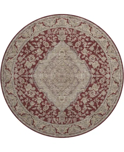 Dalyn Hatay Washable Hy3 8'x8' Round Area Rug In Maroon