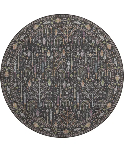 Dalyn Hatay Washable Hy5 8'x8' Round Area Rug In Black