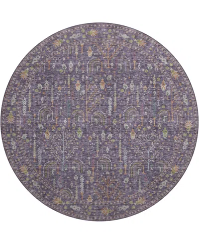 Dalyn Hatay Washable Hy5 8'x8' Round Area Rug In Eggplant