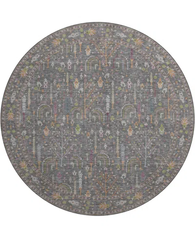 Dalyn Hatay Washable Hy5 8'x8' Round Area Rug In Gray