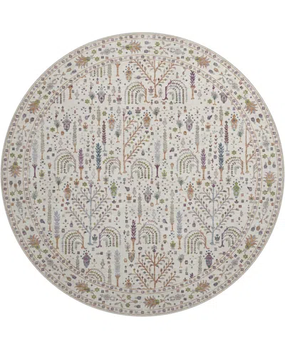 Dalyn Hatay Washable Hy5 8'x8' Round Area Rug In Ivory