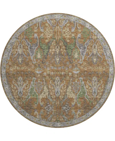 Dalyn Hatay Washable Hy6 8'x8' Round Area Rug In Copper