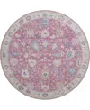 Dalyn Hatay Washable Hy7 8'x8' Round Area Rug In Pink