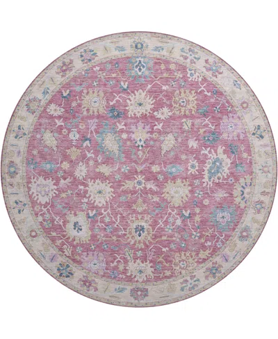 Dalyn Hatay Washable Hy7 8'x8' Round Area Rug In Pink