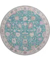 Dalyn Hatay Washable Hy7 8'x8' Round Area Rug In Teal