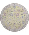 Dalyn Hatay Washable Hy7 8'x8' Round Area Rug In Yellow