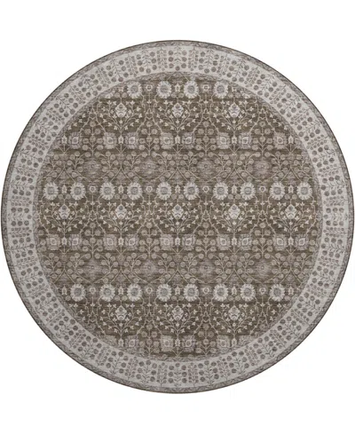 Dalyn Hatay Washable Hy8 8'x8' Round Area Rug In Chocolate