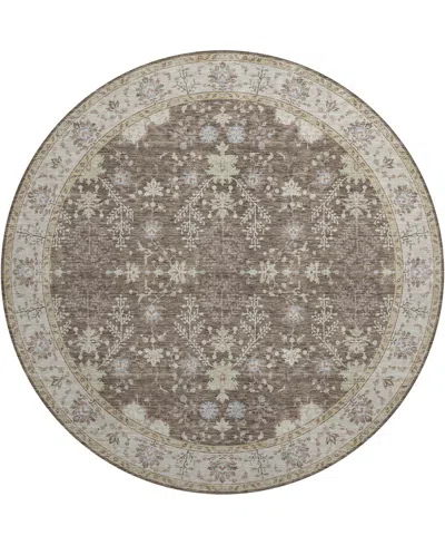 Dalyn Hatay Washable Hy9 8'x8' Round Area Rug In Brown