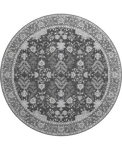 Dalyn Hatay Washable Hy9 8'x8' Round Area Rug In Charcoal