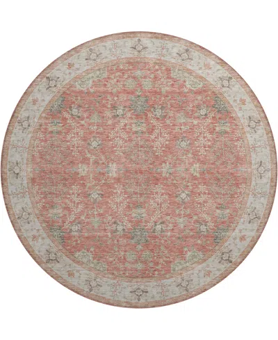 Dalyn Hatay Washable Hy9 8'x8' Round Area Rug In Coral
