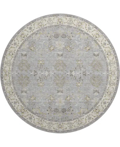Dalyn Hatay Washable Hy9 8'x8' Round Area Rug In Gray