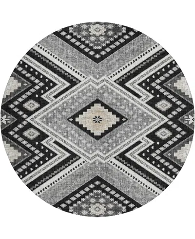 Dalyn Portico Po5 8'x8' Round Area Rug In Gray