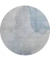 Dalyn Ravenna Washable Rn12 8'x8' Round Area Rug In Blue